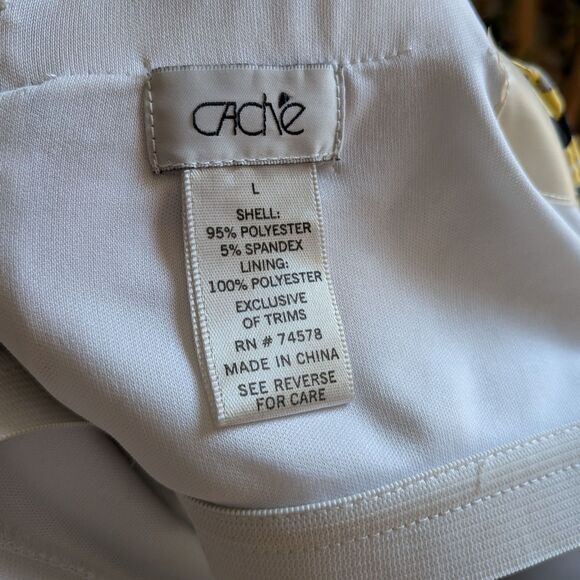 Vintage Y2K Cache Yellow Mixed Print Maxi Dress Chain Belt Strapless Size Large - Picture 8 of 13